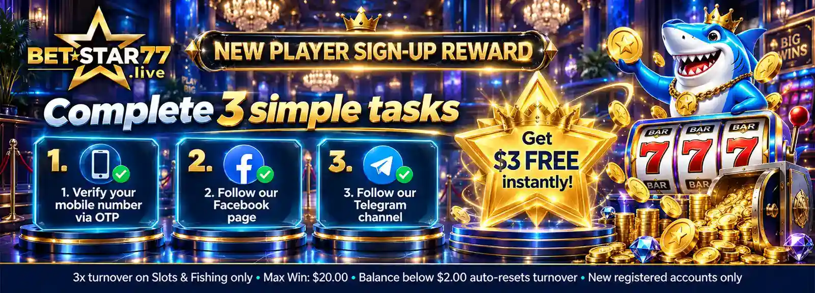 $3 Free Sign-Up Bonus